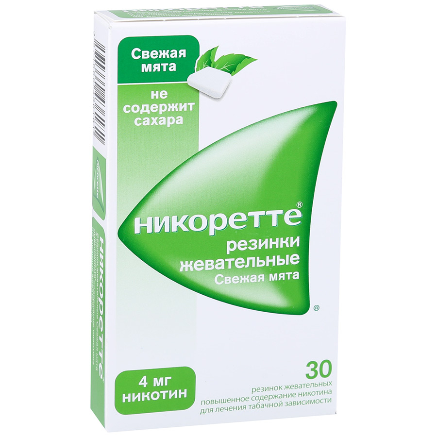Никоретте жев резинка свежая мята 4мг №30