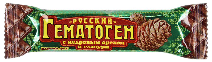 Гематоген русский кедровый орех 40г в шоколад глазури