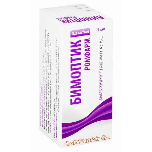 Бимоптик ромфарм капли гл. 0,3мг/мл 3мл №1